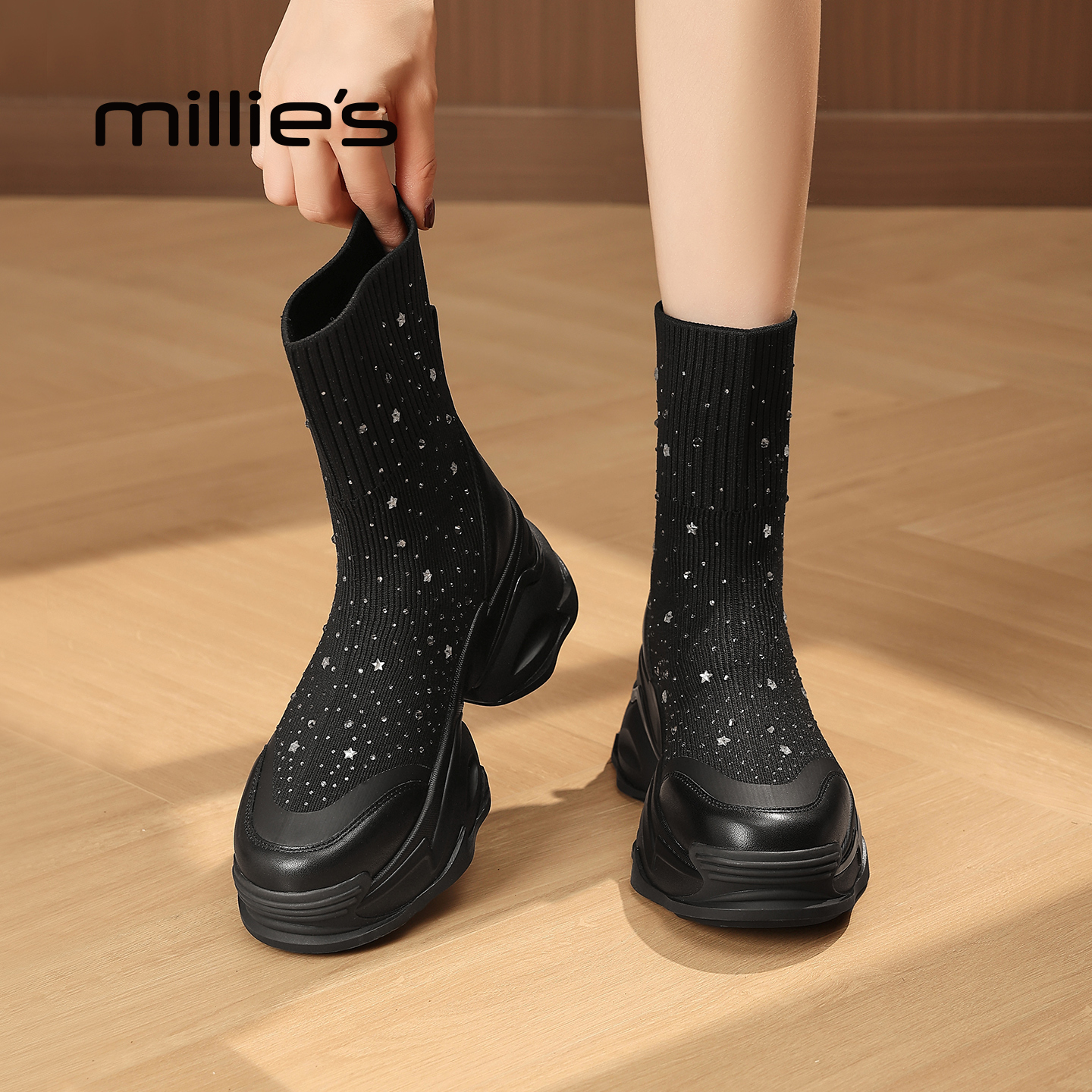 妙丽内增高跟马丁靴巨好看