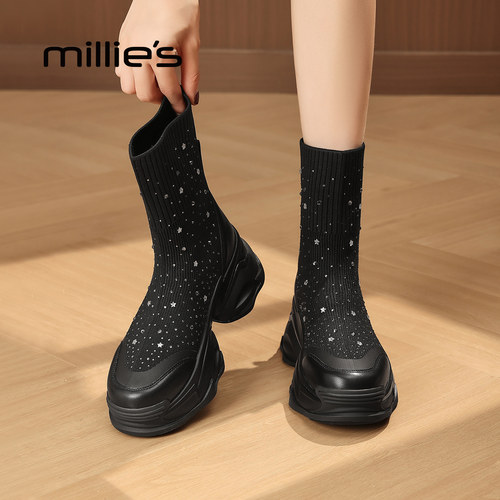 妙丽内增高跟马丁靴巨好看