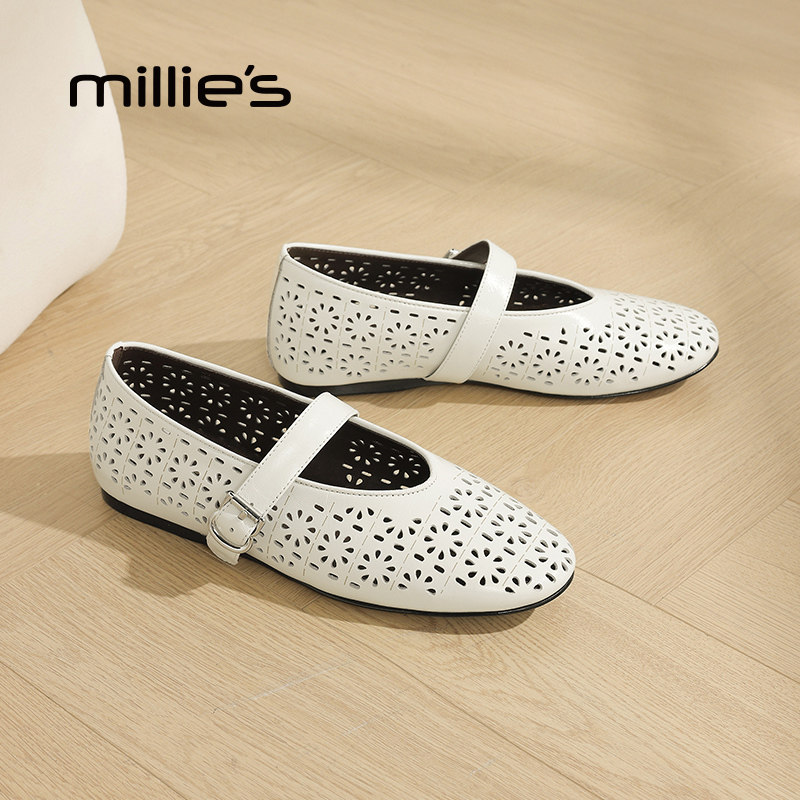 MILLIE'S/妙丽真皮镂空洞洞鞋