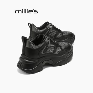 MILLIE'S/妙丽老爹鞋轻奢女鞋时尚休闲鞋厚底增高百搭真皮鞋子Q