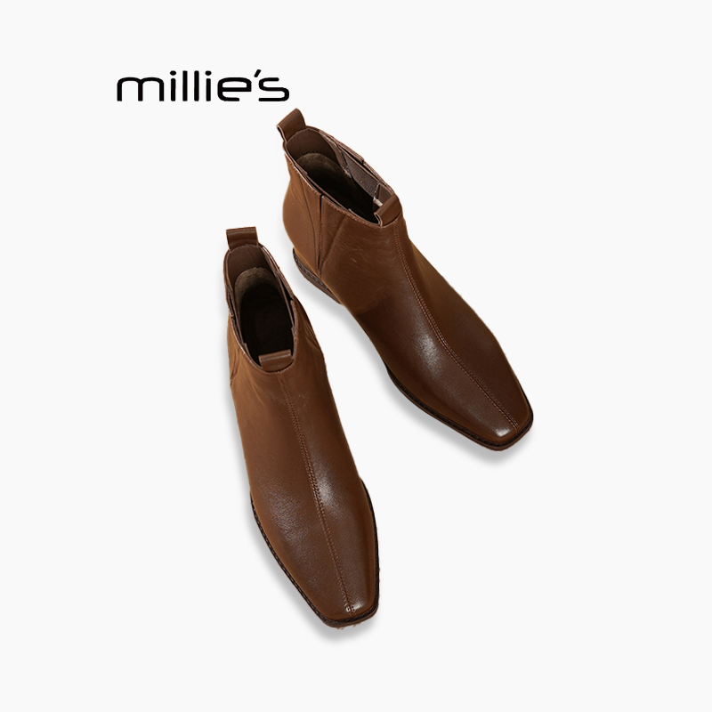 妙丽真皮马丁靴棕色巨好看