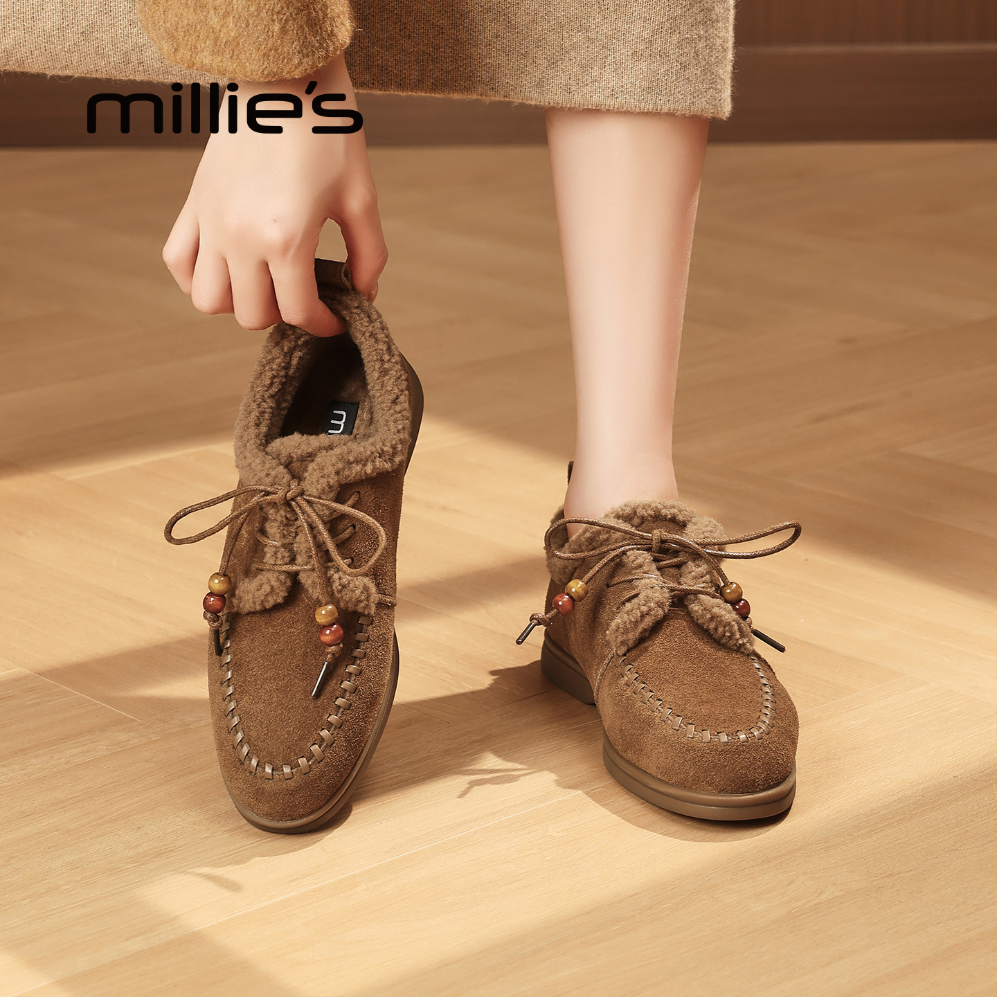 MILLIE'S/妙丽真皮厚底勃肯鞋