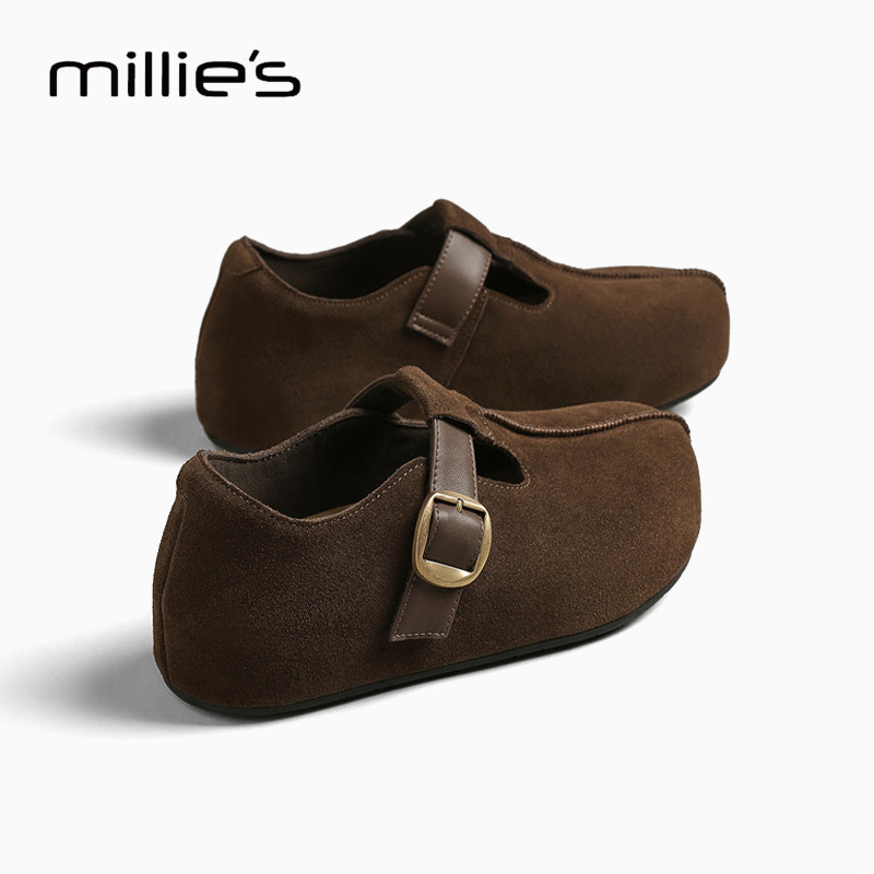 MILLIE'S/妙丽勃肯鞋2025秋款女鞋休闲外穿复古全包一脚蹬平底鞋A,女鞋,德训鞋,淘宝优惠券,粉丝福利购,淘宝优惠卷