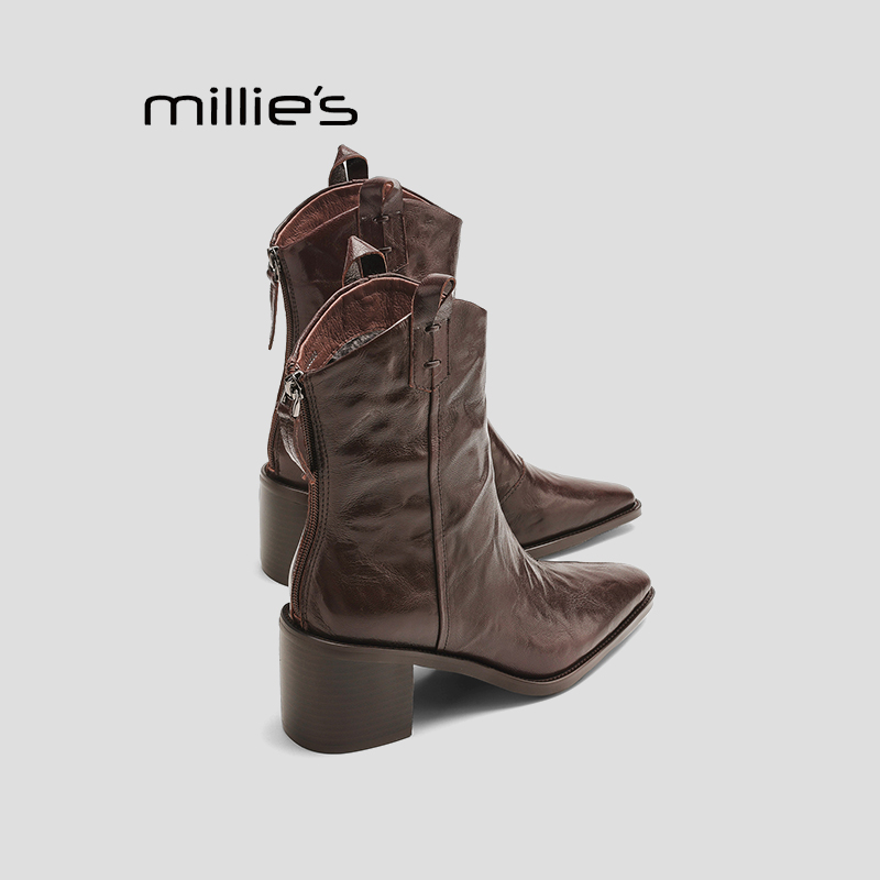 MILLIE'S/妙丽尖头短靴女巨好看
