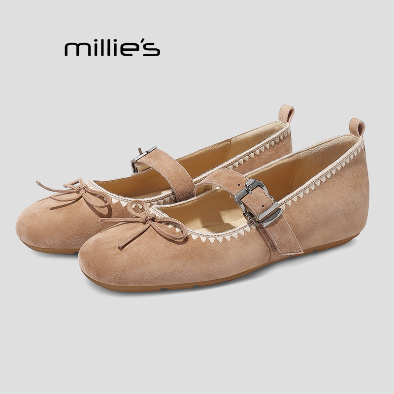 MILLIE'S/妙丽玛丽珍鞋女2026春季新款法式复古风蝴蝶结平底单鞋Q,女鞋,玛丽珍鞋,淘宝优惠券,粉丝福利购,淘宝优惠卷