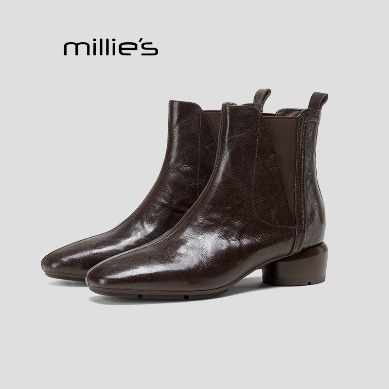 MILLIE'S妙丽切尔西靴棕色巨好看