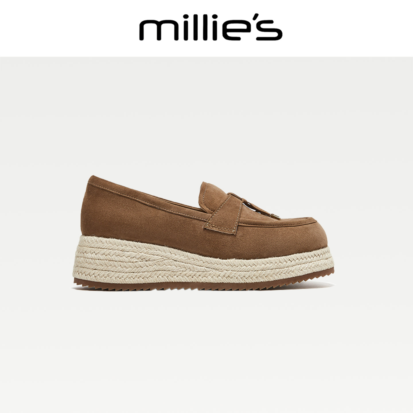 MILLIE'S/妙丽真皮厚底乐福鞋女