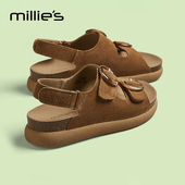 皮带扣勃肯拖鞋 新款 女2026夏季 妙丽官方旗舰店罗马半拖一脚蹬凉鞋