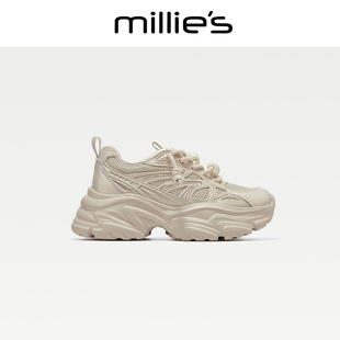 MILLIE'S/妙丽2025新款厚底增高老爹鞋网面百搭运动款休闲鞋女CZ