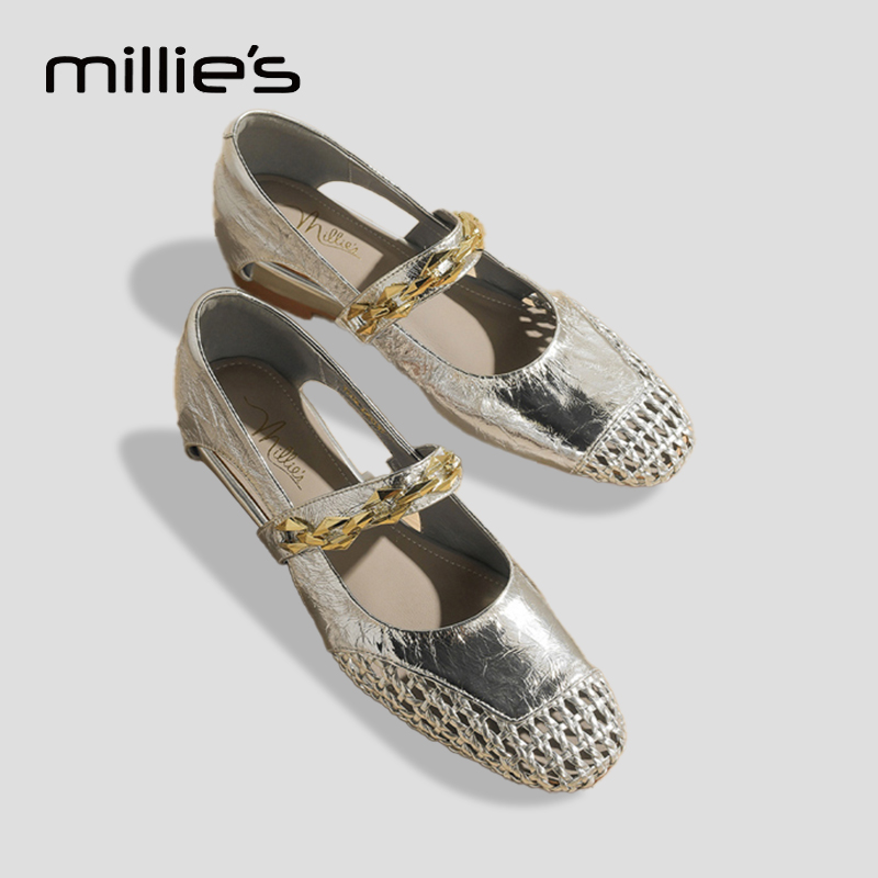 MILLIE'S/妙丽真皮浅口凉鞋女