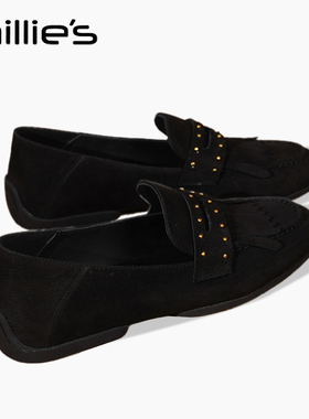 MILLIE'S/妙丽025秋季新款一脚蹬乐福鞋女英伦风皮鞋真皮平底鞋H