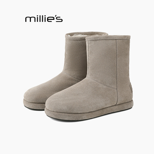 加绒保暖短筒靴舒适休闲咖色毛绒靴子Z 妙丽切尔西靴冬季 MILLIE