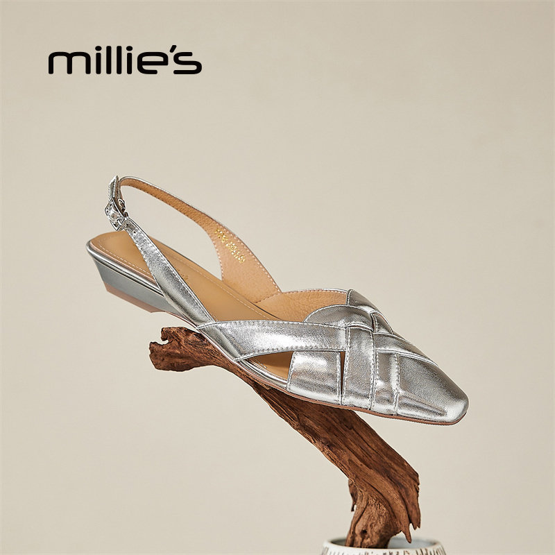 MILLIE'S/妙丽真皮编织凉鞋