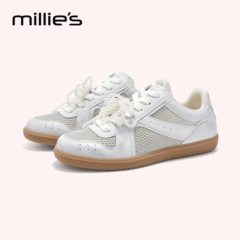 MILLIE'S/妙丽真皮网面德训鞋