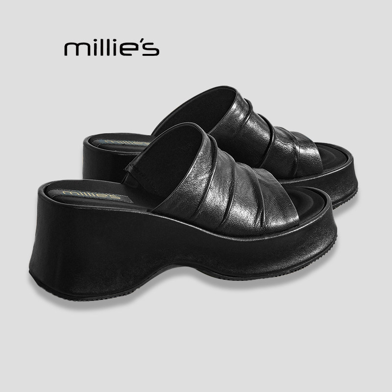 MILLIE'S/妙丽巨好看松糕厚底拖鞋女外穿夏季配裙子百搭凉拖鞋子P