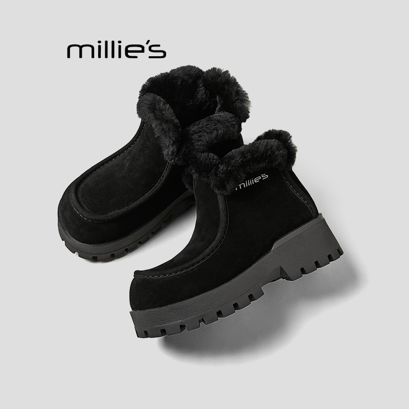 MILLIE'S妙丽真皮毛毛鞋女巨好看