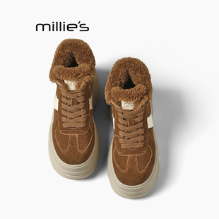 保暖增高毛绒棉鞋 妙丽加绒老爹鞋 厚底松糕鞋 女冬季 MILLIE