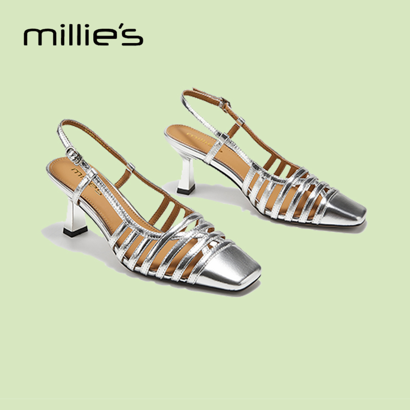 MILLIE'S/妙丽镂空真皮高跟鞋