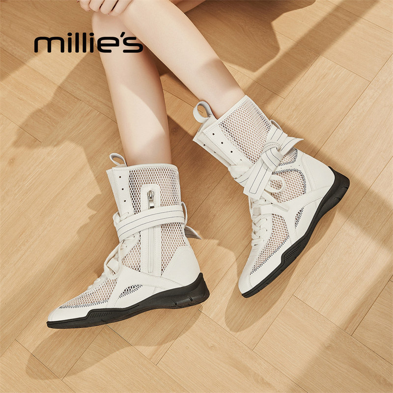 MILLIE'S镂空凉靴复古马丁靴