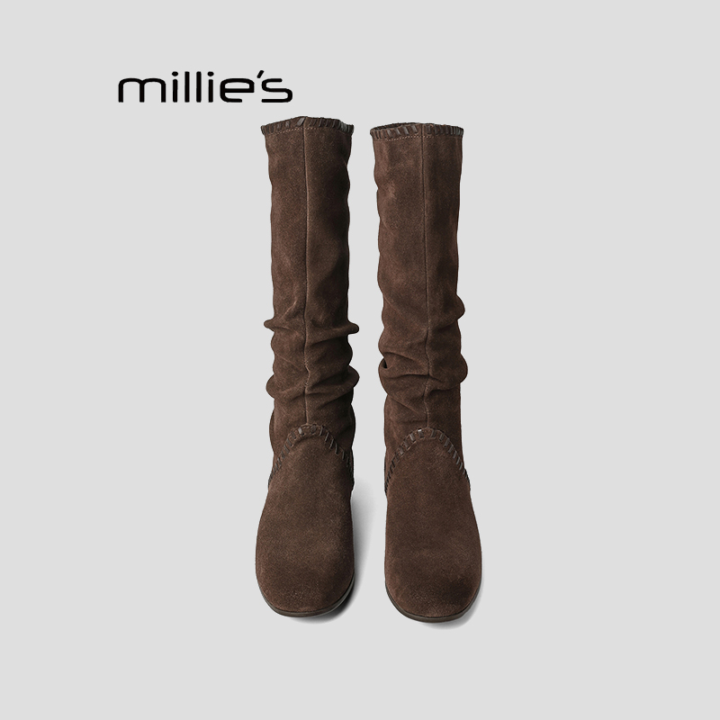 MILLIE'S/妙丽真皮长筒切尔西靴