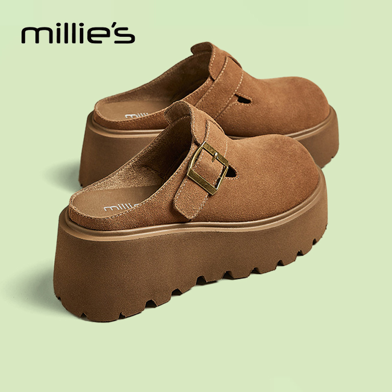 MILLIE'S/妙丽厚底松糕半拖鞋
