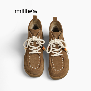 系带乐福鞋 妙丽真皮厚底勃肯鞋 百搭休闲豆豆鞋 高帮鞋 MILLIE