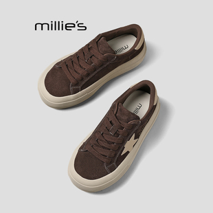女冬季 妙丽厚底加绒棉鞋 百搭时尚 休闲板鞋 MILLIE 系带小白鞋