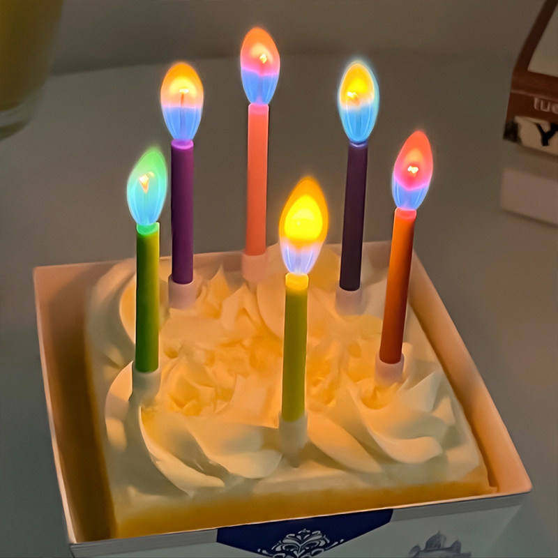 彩色火焰蜡烛小红书同款生日蛋糕装饰插件网红派对拍照装饰摆件