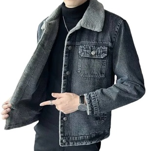 Men's Denim Jacket Winter Thickened Fleece Lined Fashionabl