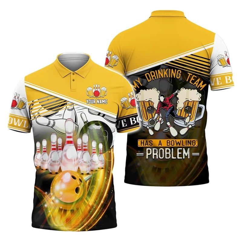 Bowling Sport Lover Funny DIY Name Polo Shirts For Men Perso