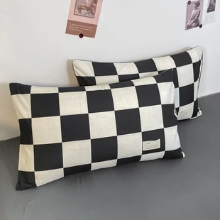 Black and White Plaid Duvet Cover Set Full, Geometric Grid