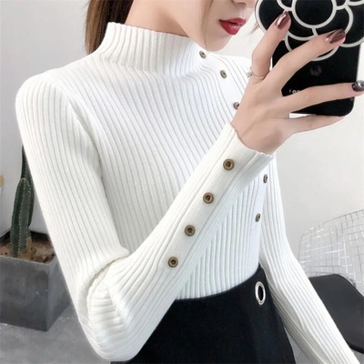 2025 Autumn Knitted Turtleneck Sweaters Women Solid Knitted