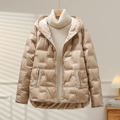 Lagabogy 2025 Autumn Winter Women White Duck Down Coat Casua