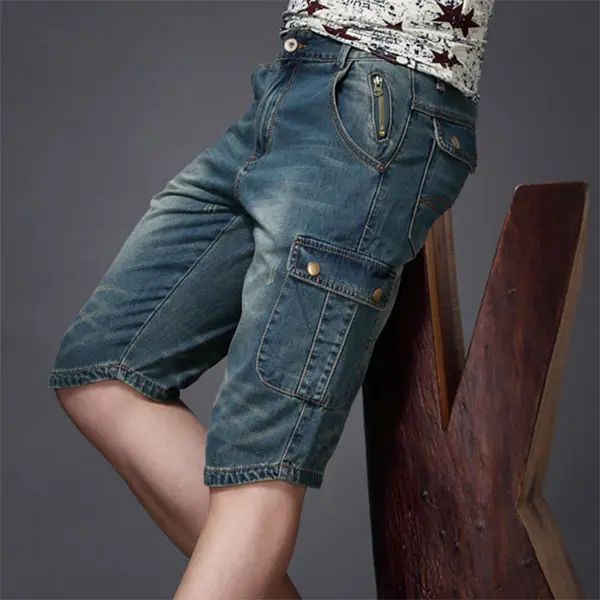 Summer Fashion Denim Jeans for Men Designer Knee Length Shor