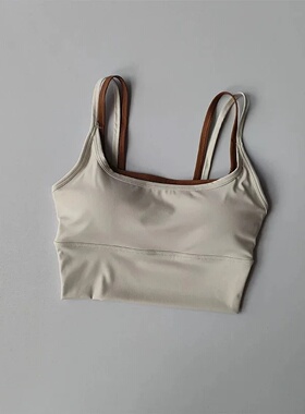 Women's yoga sports bra, shoulder straps with color blockin