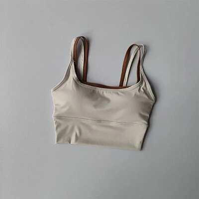 Women's yoga sports bra, shoulder straps with color blockin