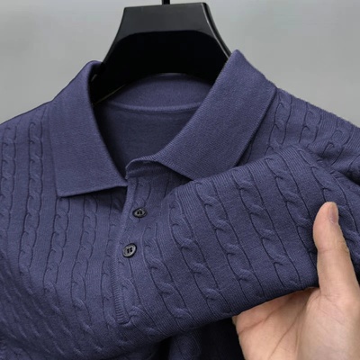 Autumn Men's Knitted Pullover Sweaters Cable Woolen Button