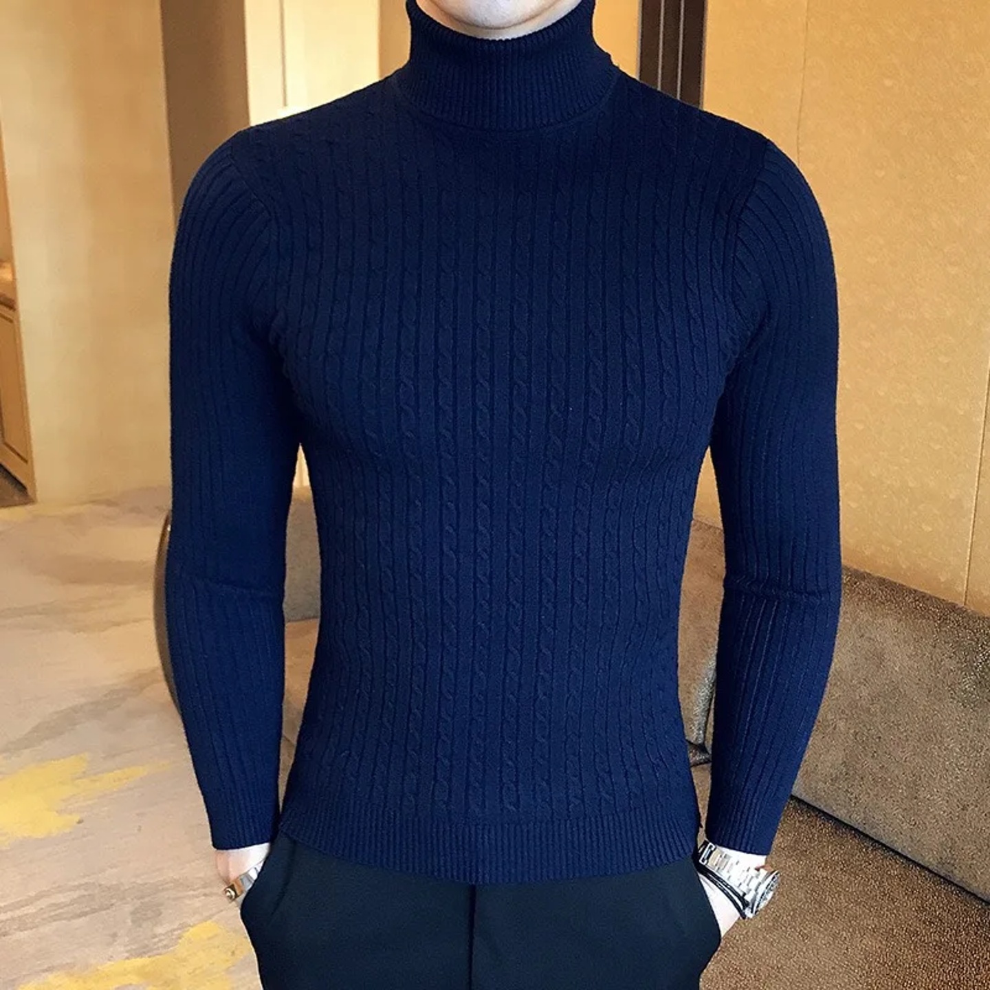 Winter High Neck Thick Warm Sweater Men Turtleneck Brand Me