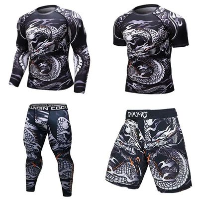 New Men Sports jiu jitsu bjj Suit Gym Fitness Compression Cl