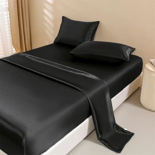 Satin Bed Sheets, Queen Size Sheets Set, 4 Pcs Silky Beddin