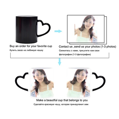 DIY Photo Mugs Heat Sensitive Ceramic Color Changing Coffee