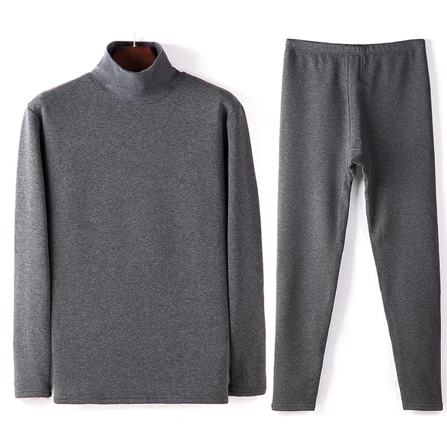 Thermal Underwear Men Fleece-Lined Thick Turtleneck Heated