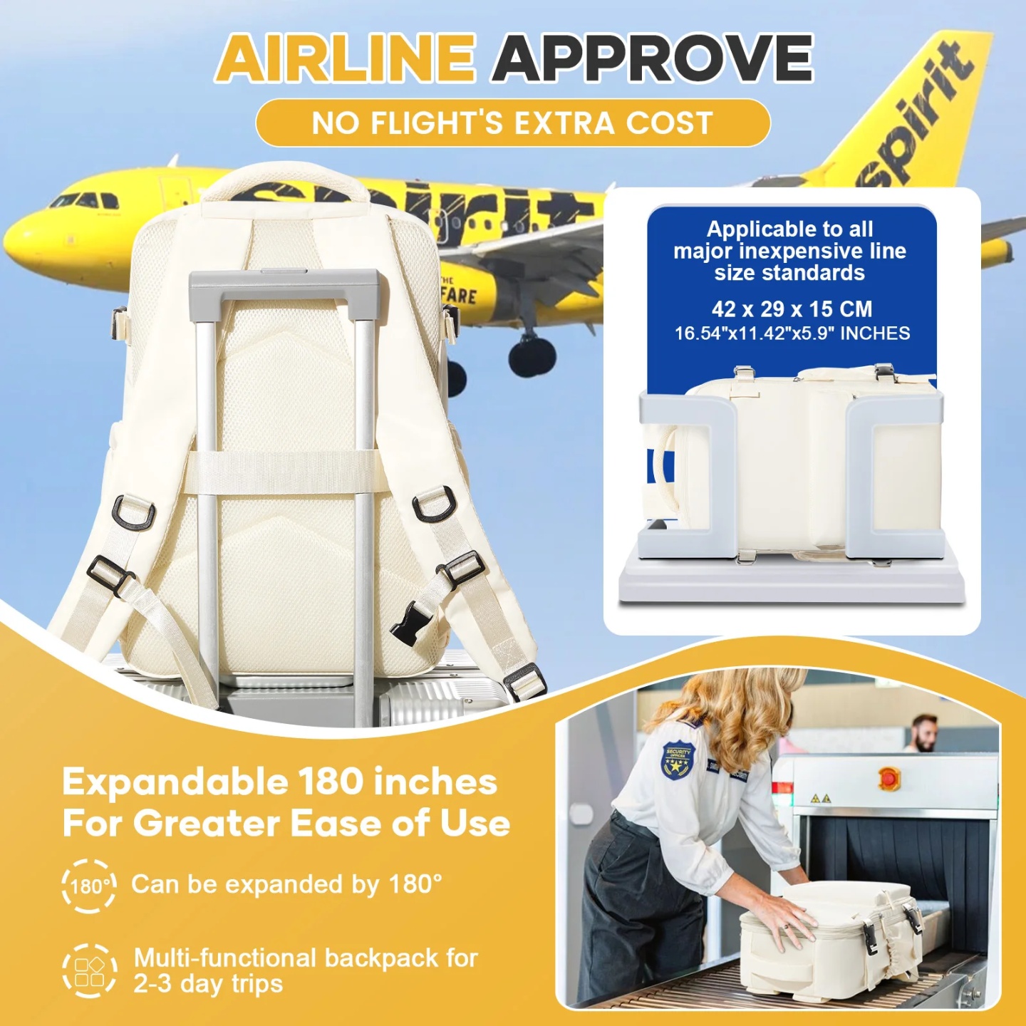 Ryanair Backpack Travel Cabin Airplane 40x20x25, Air Vacuum