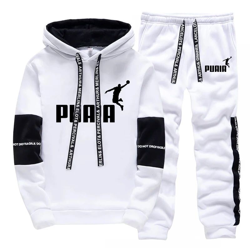 Jogging Clothing Men's Tracksuit Fashion Print Casual Black