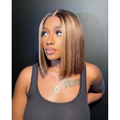 Highlight Straight Ombre Hair 13x4 Remy Wigs Bob Wig