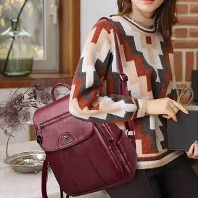 5 Color Women Soft Leather Backpacks Vintage Female Shoulde