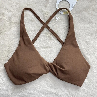 SHINBENE Front Twist Padded Cross Strap Sports Bra Sexy Bac