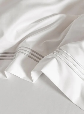 1000TC Egyptian Cotton White Duvet Cover Set with Silver Em