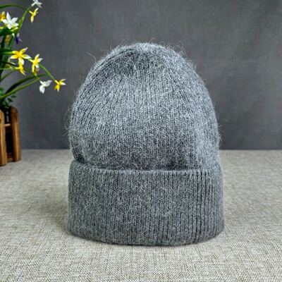 2024 Angora Knit Winter Hat For kid Womens Fluffy fox fur p