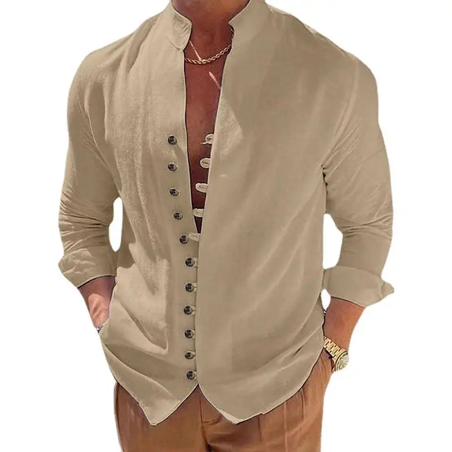 Men Business Workwear Blouse Shirts Autumn Spring Male Vint